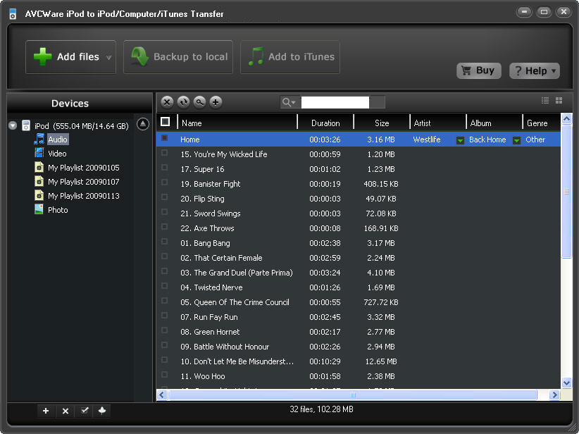 AVCWare iPod to iPod/Computer/iTunes Transfer
